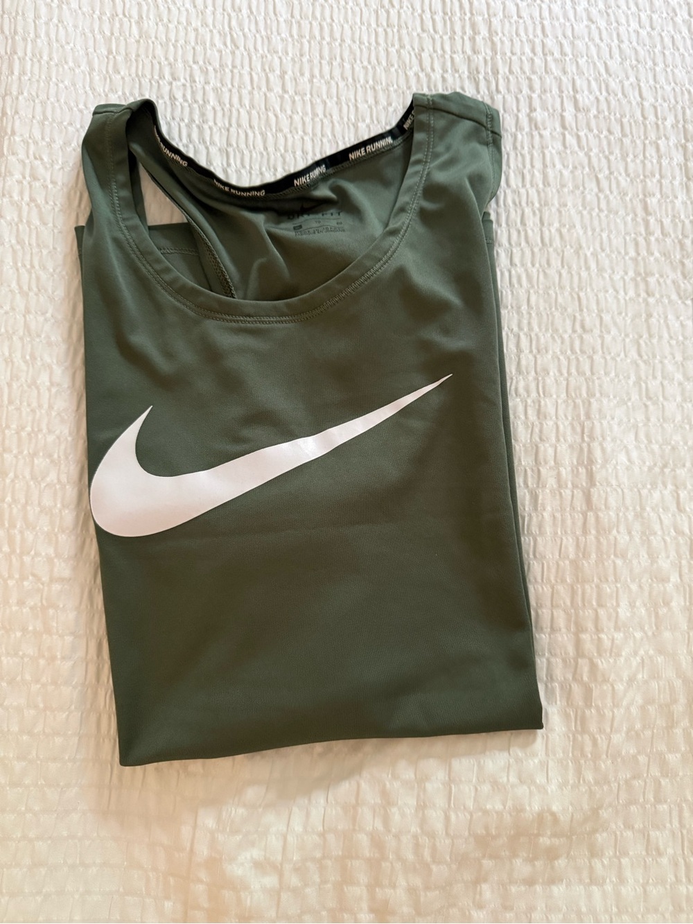 Nike Women's Olive Green Athletic Tank with White Swoosh